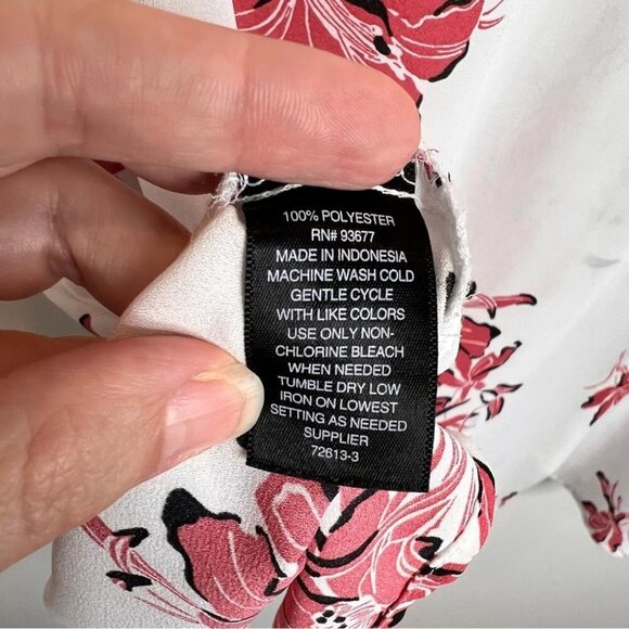 Worthington Womens Size XXL Pink Floral Asymmetrical Short Sleeve Blouse Top - Picture 7 of 10